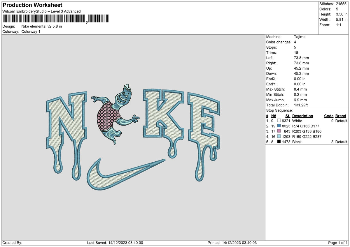 Nike Water V2 Embroidery File 6 sizes