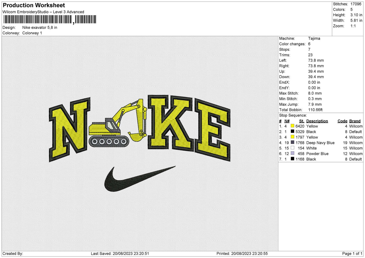 Nike Exavator File 6 size