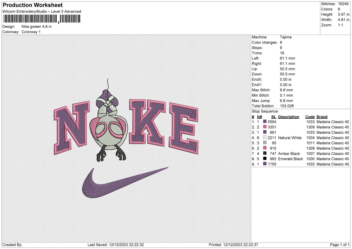 Nike Gwen Embroidery File 6 size