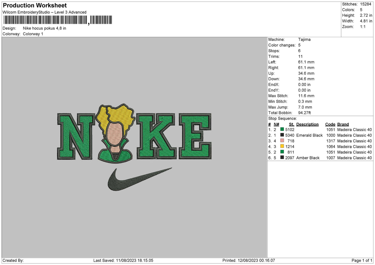 Nike Hocus P Embroidery File 6 sizes