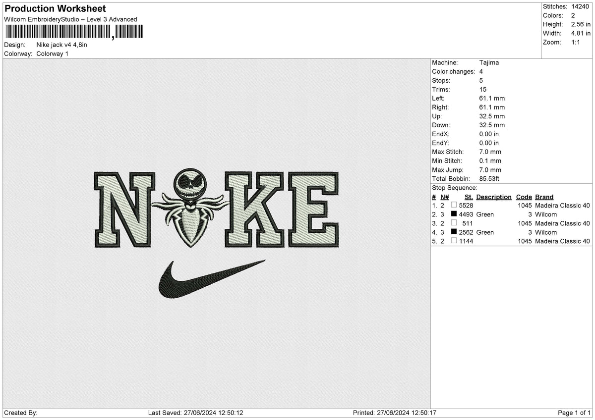 Nike jack v4 Embroidery File 6 size