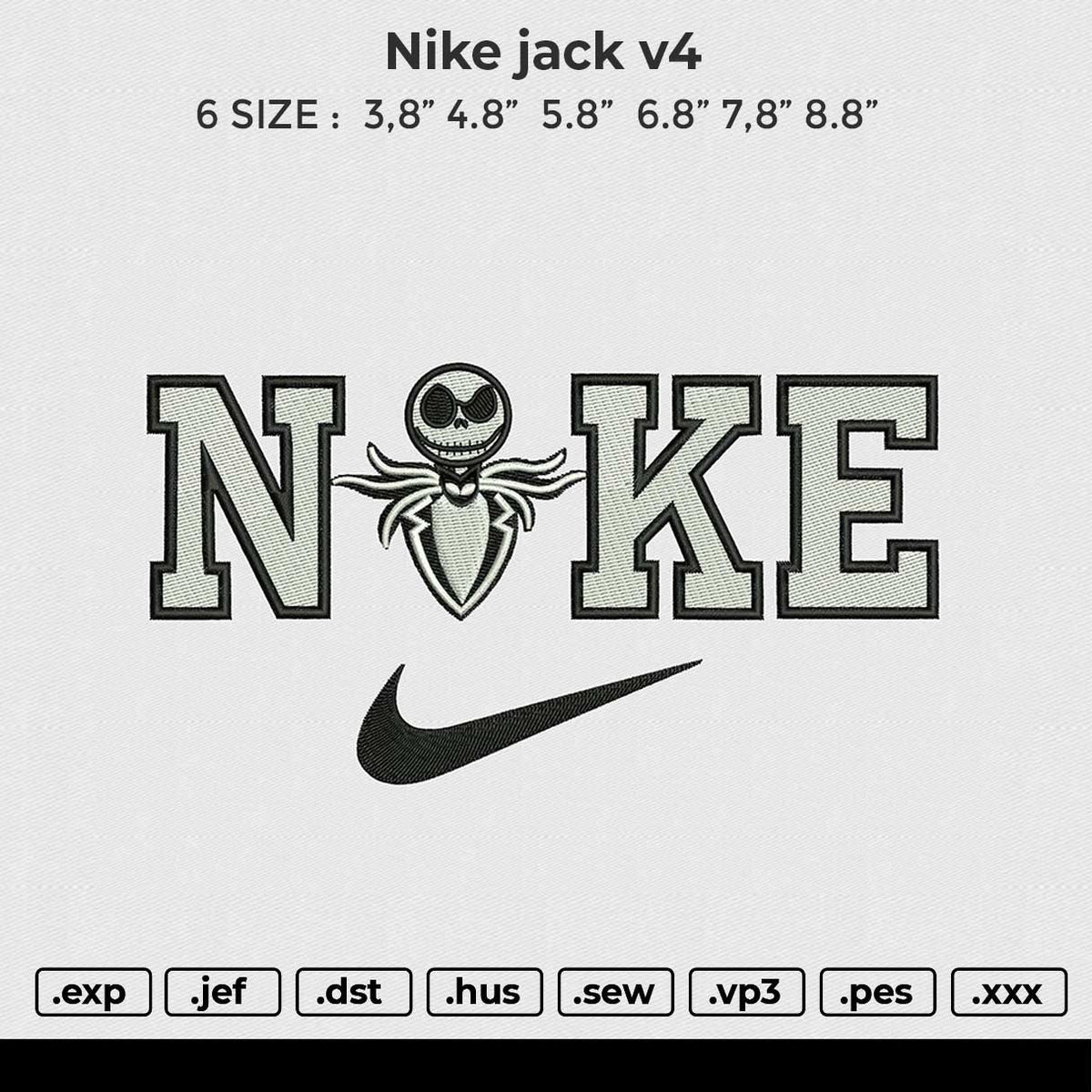 Nike jack v4 Embroidery File 6 size
