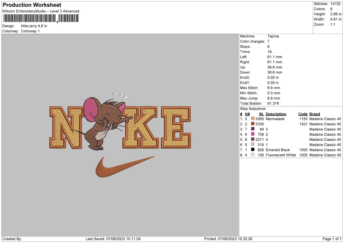 Nike Jerry Embroidery Fil 6 sizes