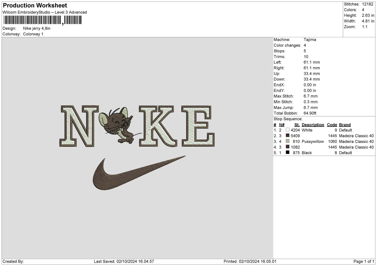 Nike Jerry 03 Embroidery File 6 size