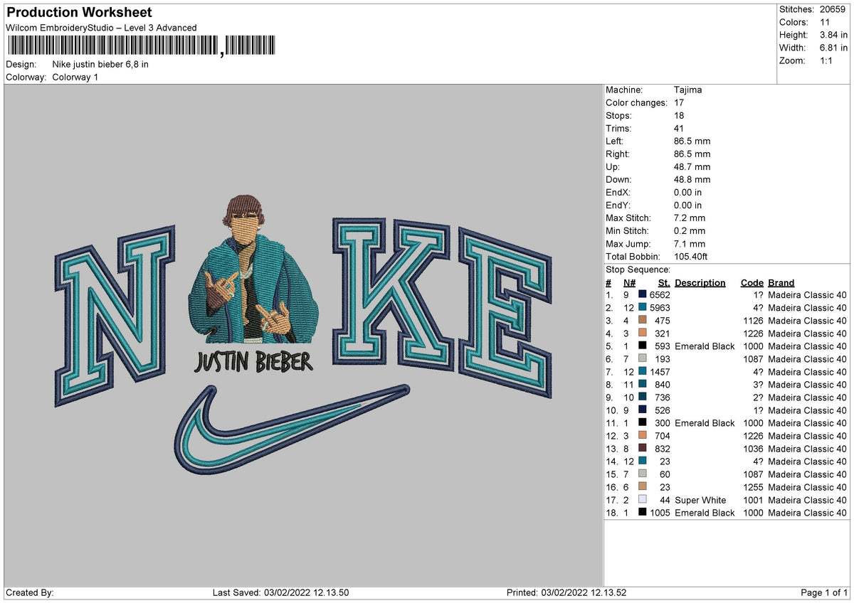 Nike Justin Bieber Embroidery