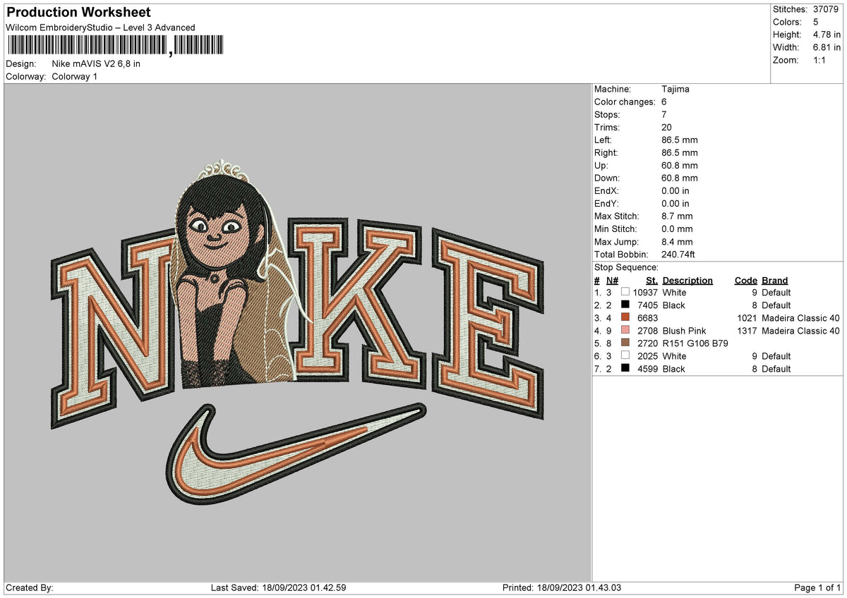 Nike Mavis V2 Embroidery File 6 sizes