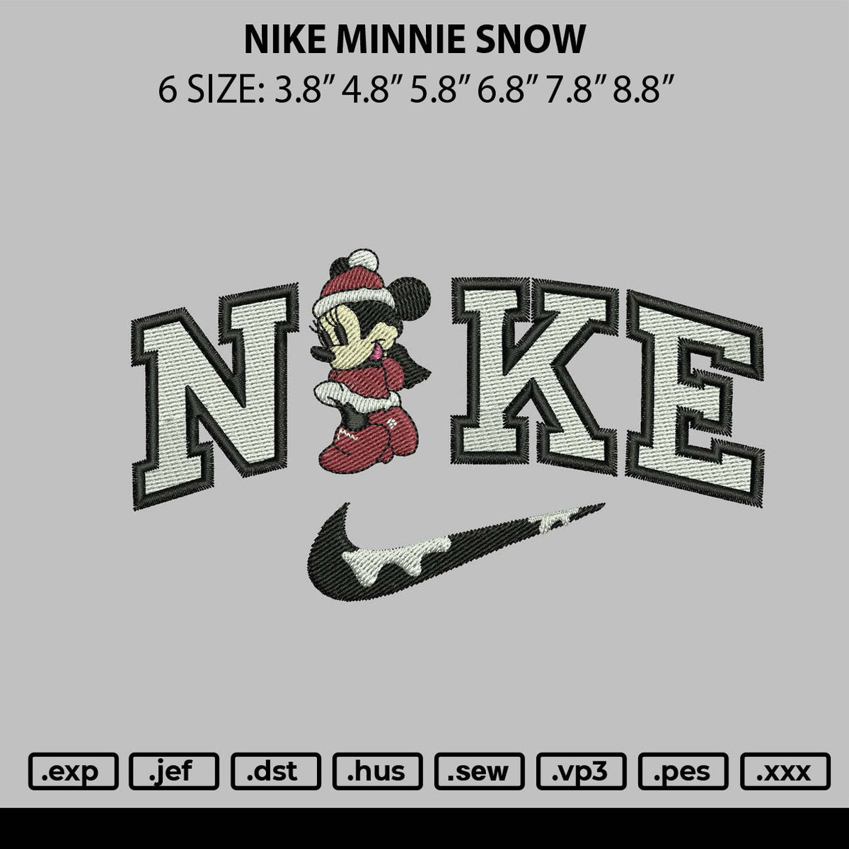 Nike Minnie Snow Embroidery File 6 sizes