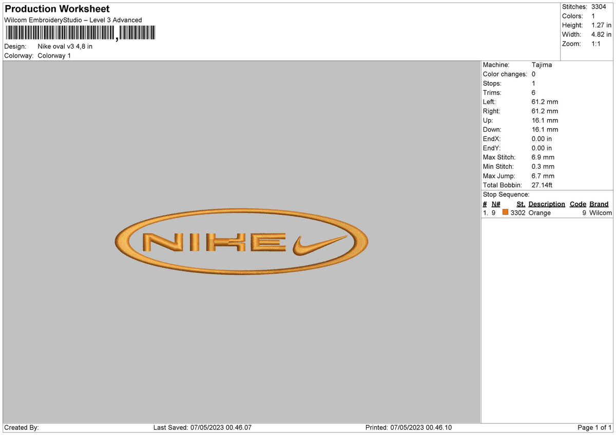 Nike Oval V3 Embroidery File 6 sizes
