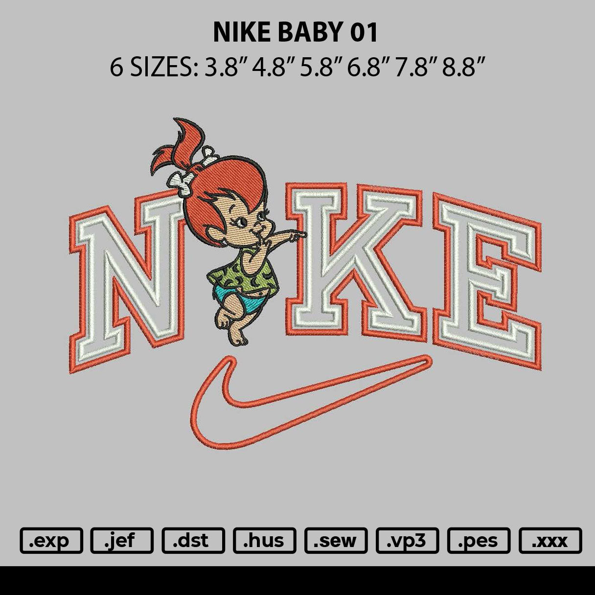 Nike Baby 01 Embroidery File 6 sizes