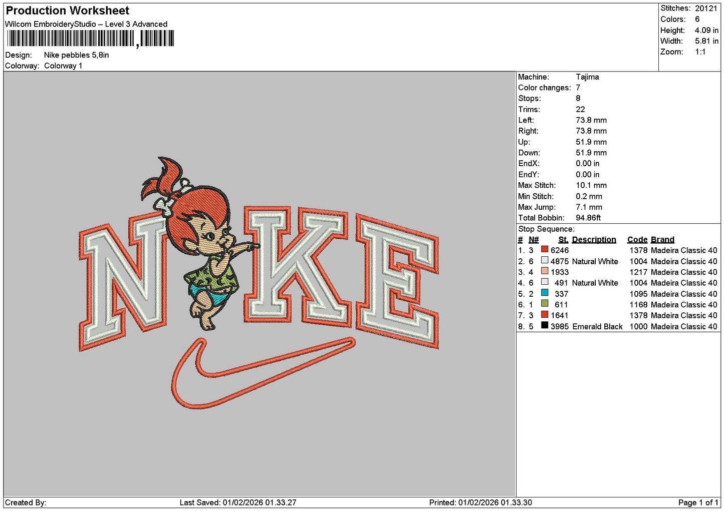 Nike Baby 01 Embroidery File 6 sizes