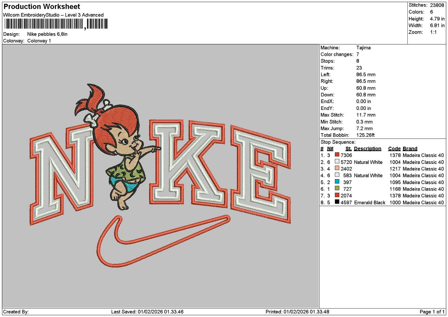 Nike Baby 01 Embroidery File 6 sizes