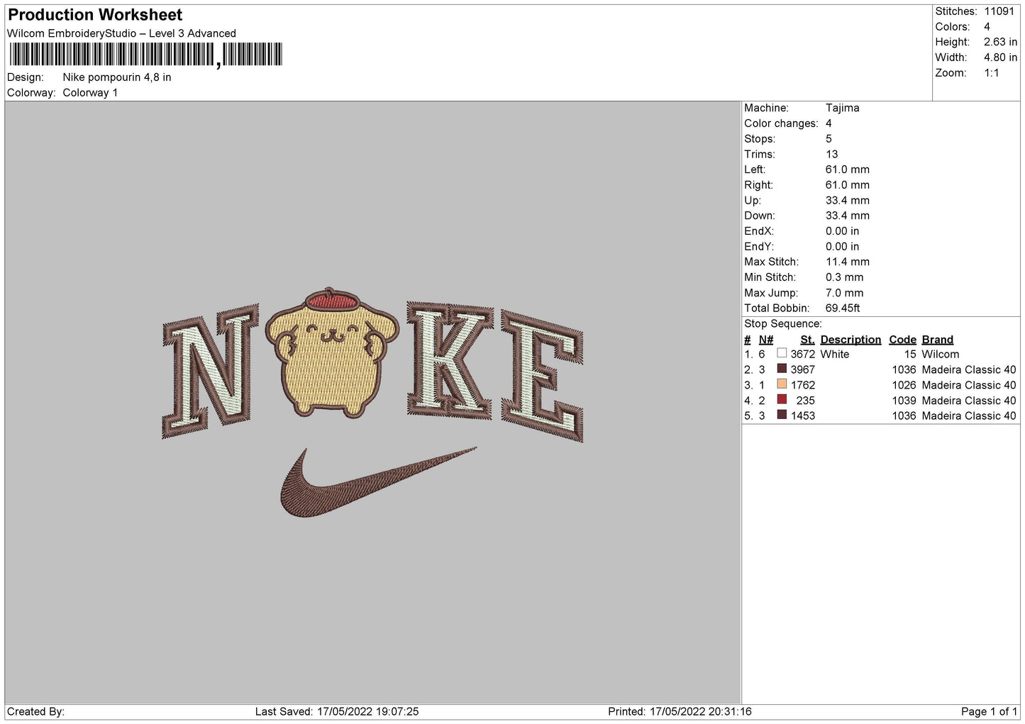 Nike Pompourin Embroidery