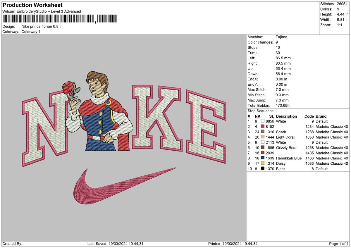 Nike Prince Embroidery File 6 sizes