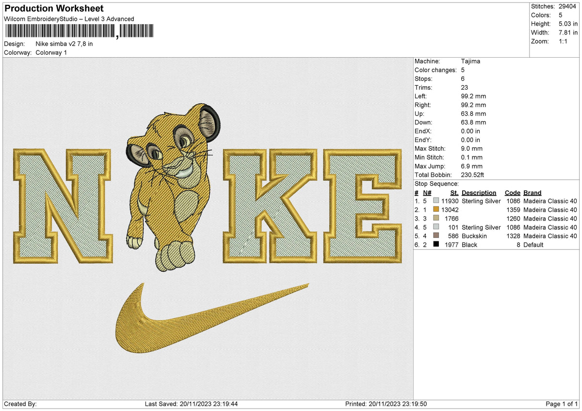 Nike Simba bigswoosh Embroidery File 6 size