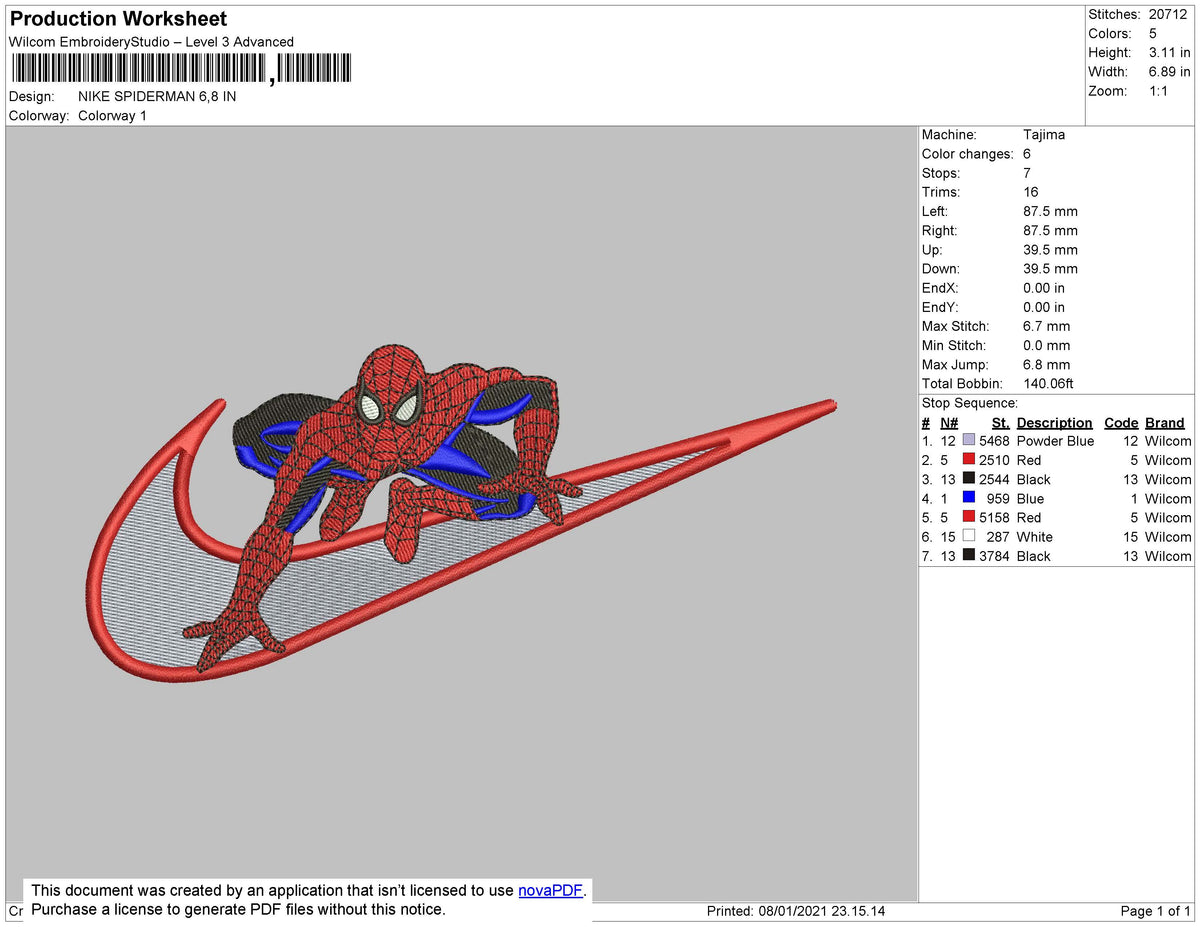 Nike Spiderman Embroidery