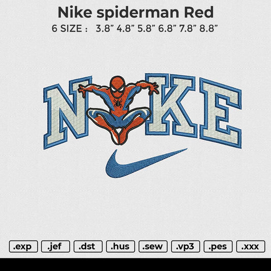 Nike spiderman red Embroidery File 6 sizes