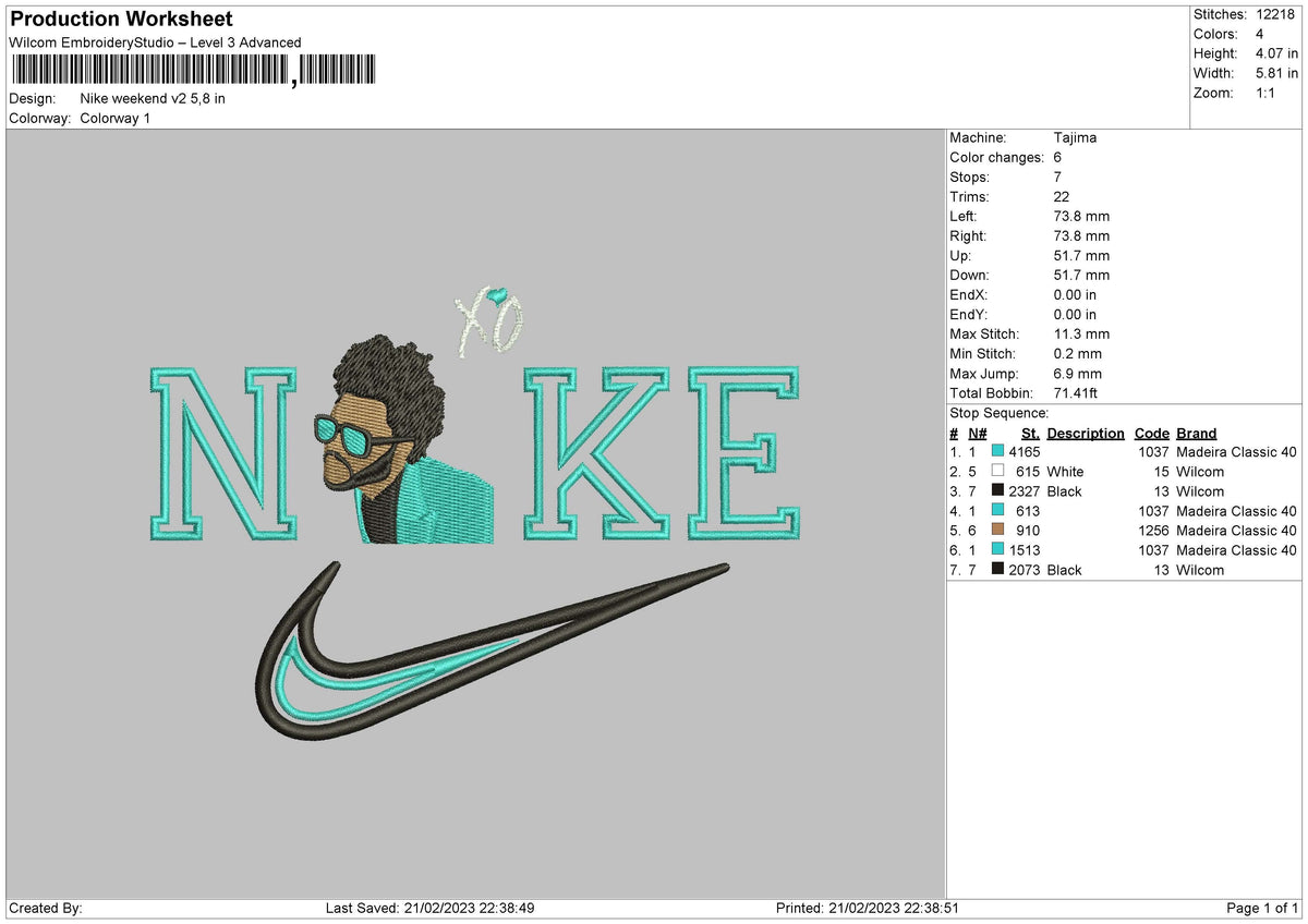 Nike Weekend v2 Embroidery File 6 sizes