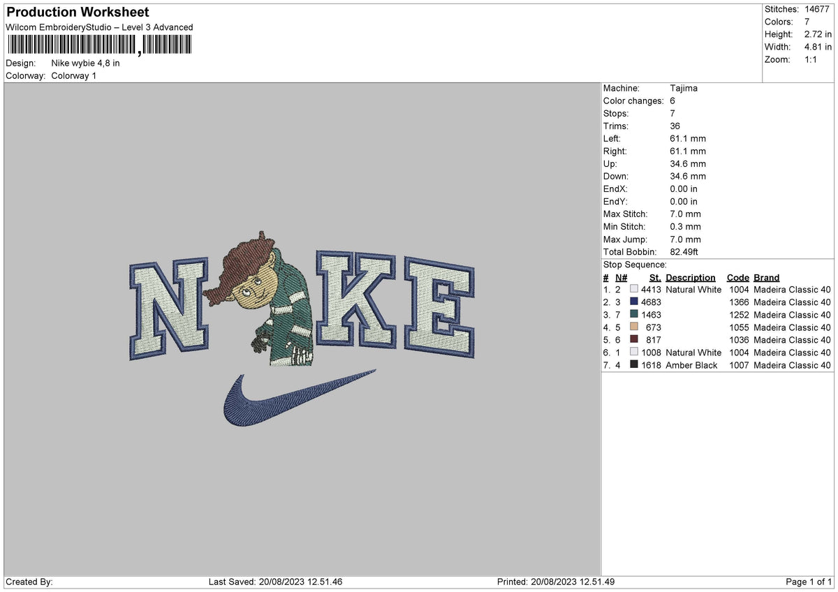 Nike Wybie Embroidery File 6 sizes