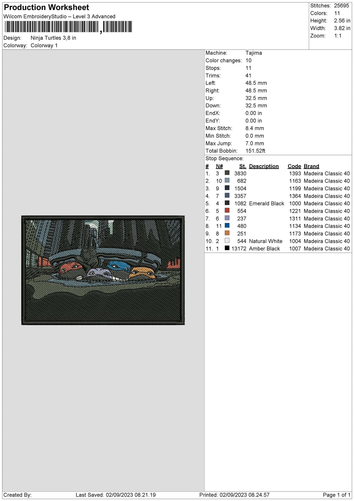 Ninja Turtles Embroidery File 6 sizes