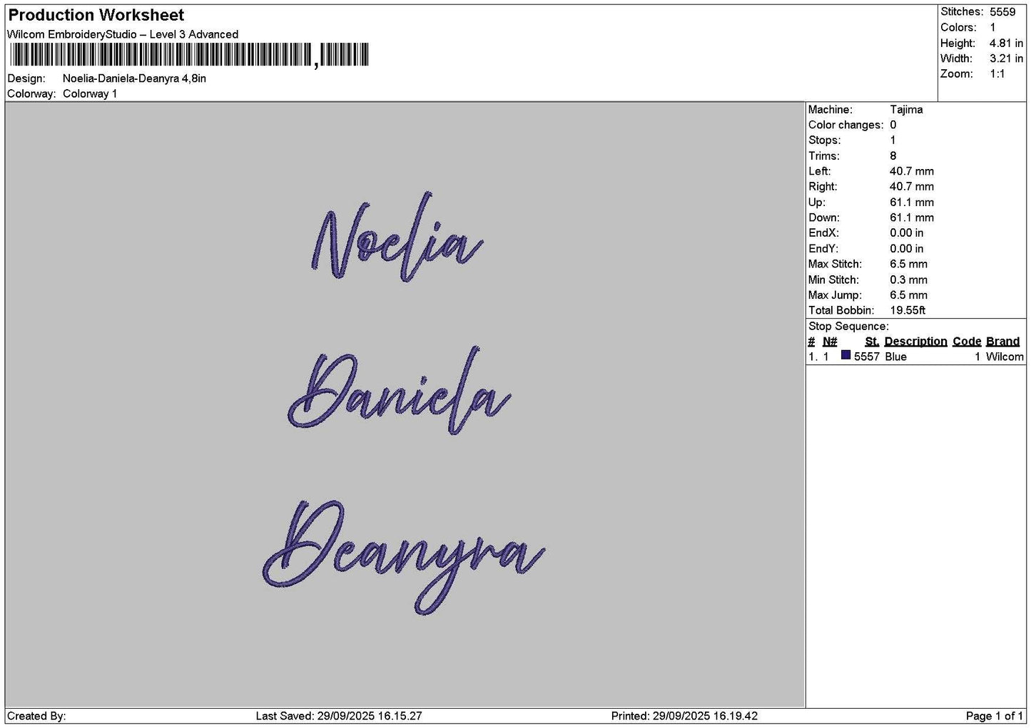 Noeliatext Embroidery File 6 sizes