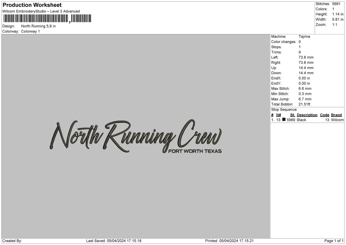 Running Text Embroidery File 6 sizes
