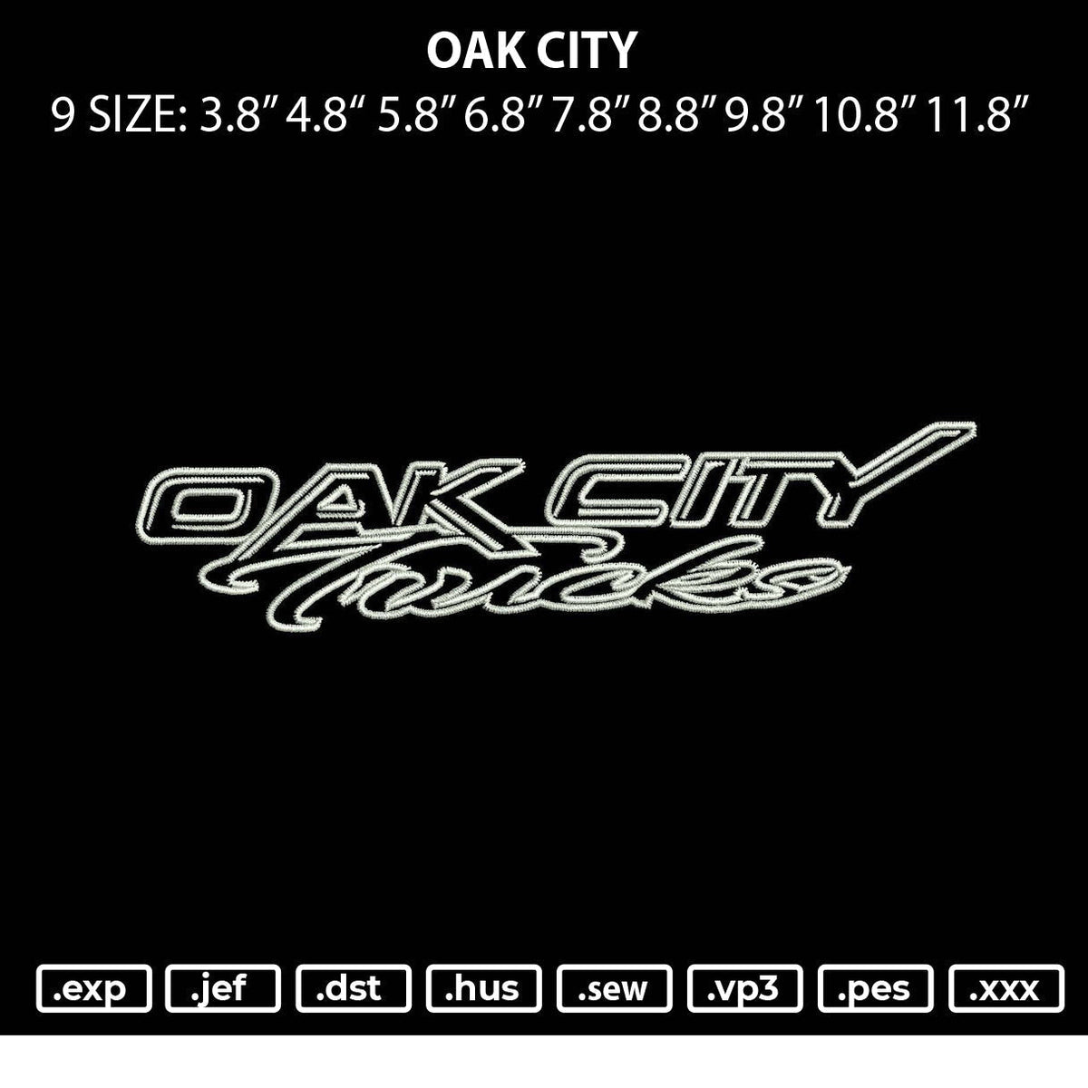 Oak City Embroidery File 6 sizes