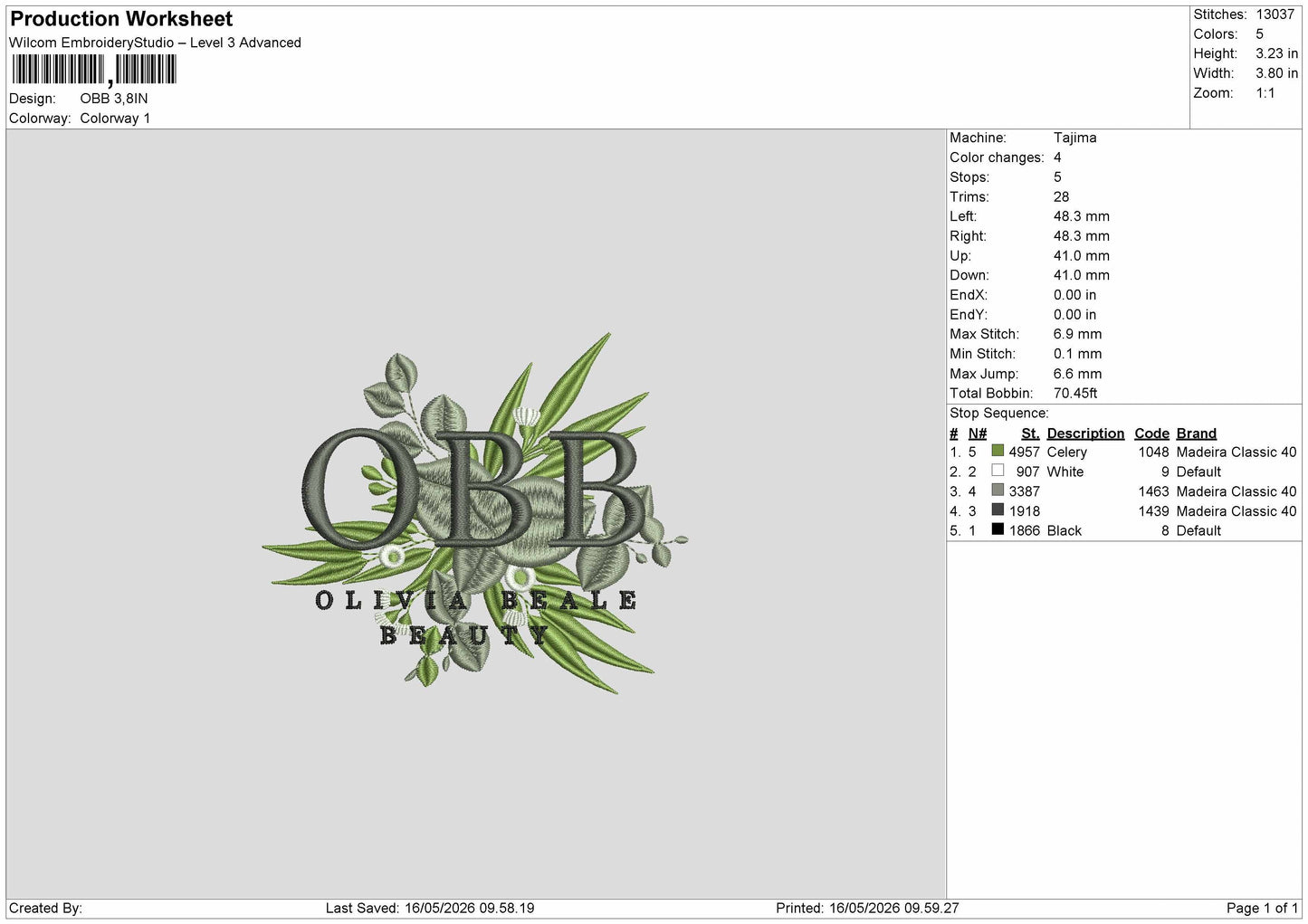 OBB Embroidery File 6 sizes