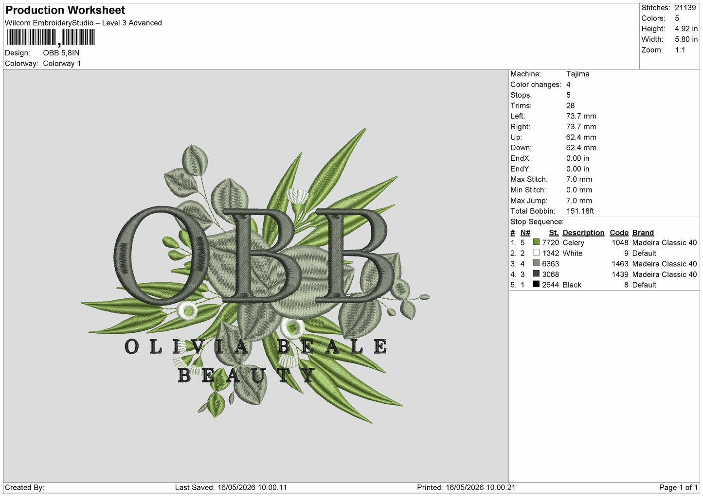 OBB Embroidery File 6 sizes