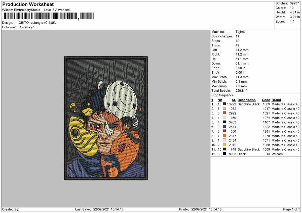 Obito Rectangle V2 Embroidery File 4 size