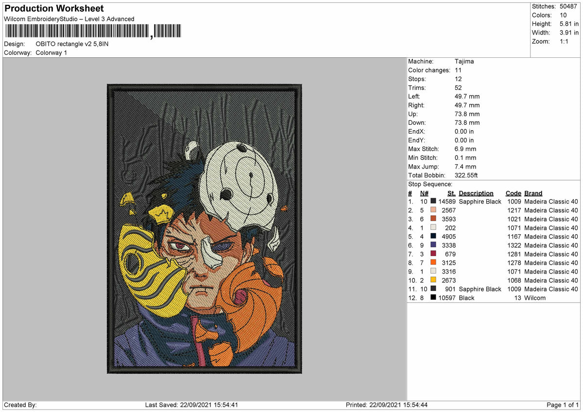 Obito Rectangle V2 Embroidery File 4 size