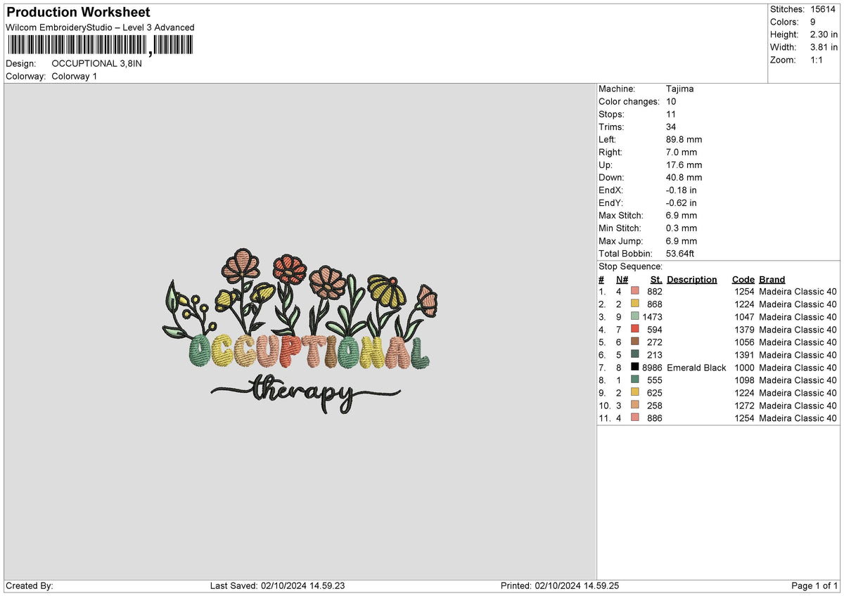 Therapytext Embroidery File 6 sizes