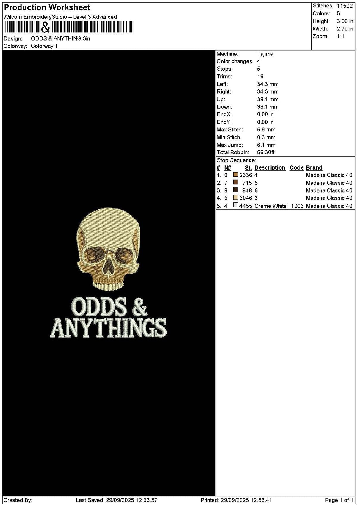 Skulltext 2909 Embroidery File 6 sizes