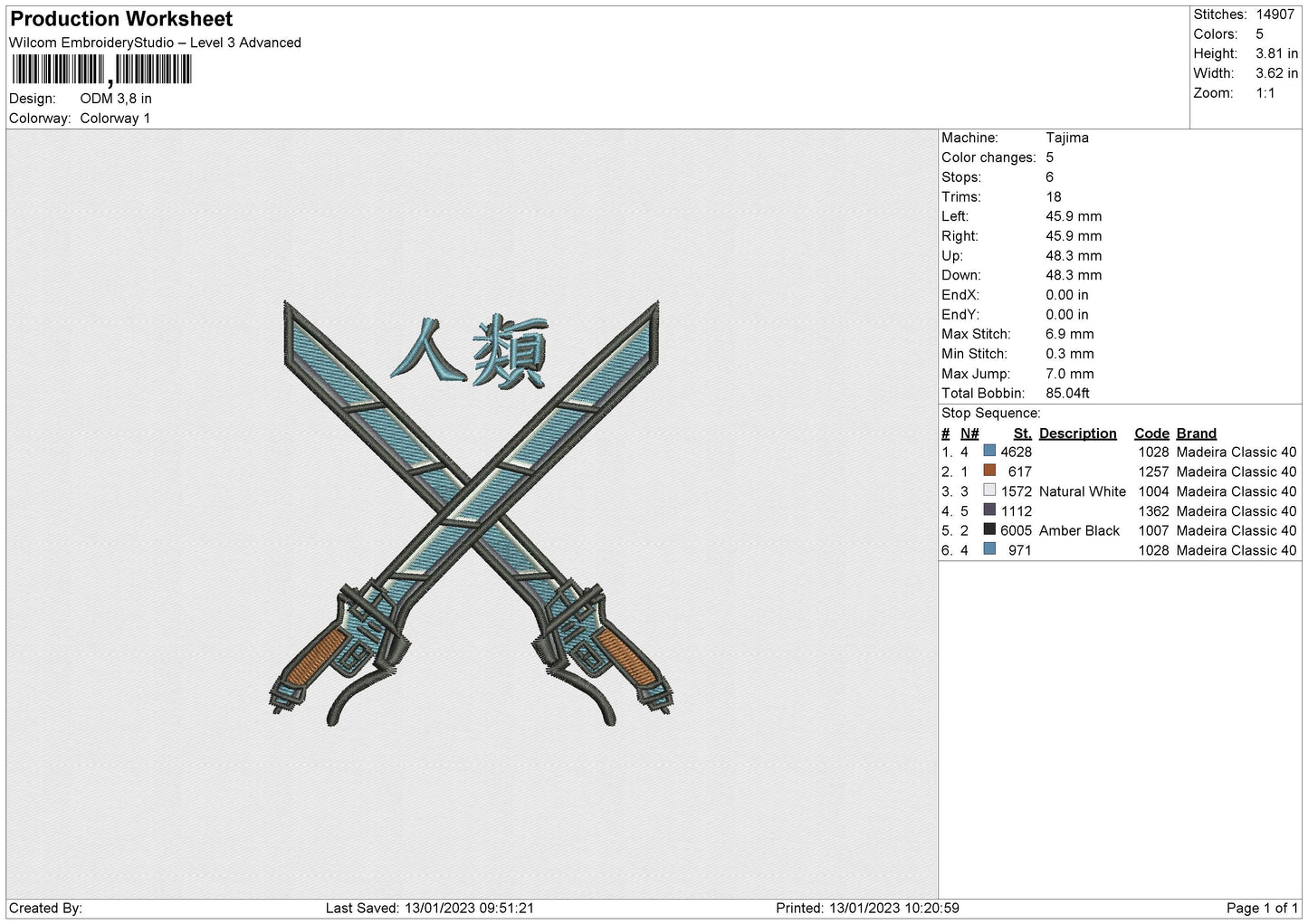 Odm Embroidery File 6 sizes
