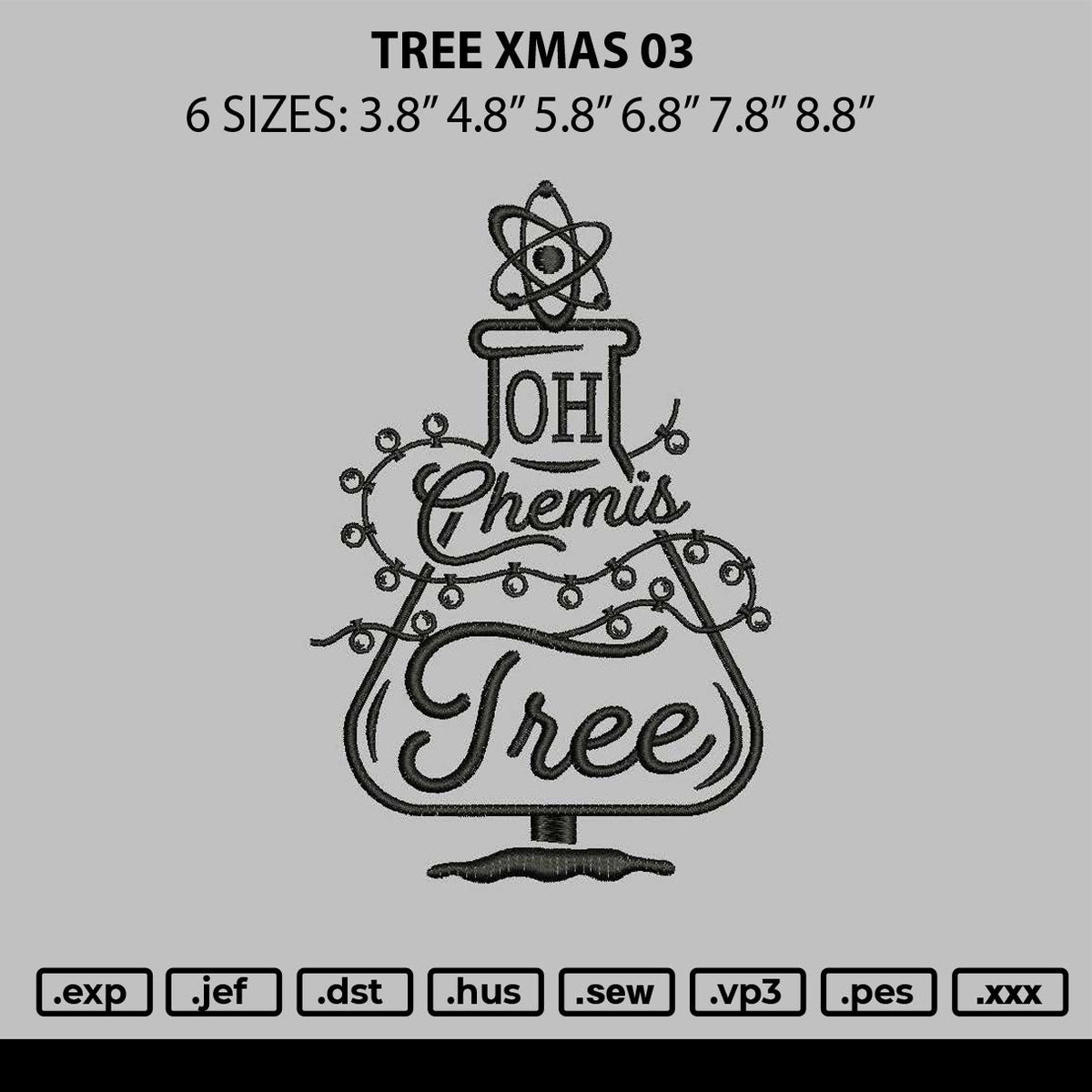 Tree Xmas 03 Embroidery File 6 sizes