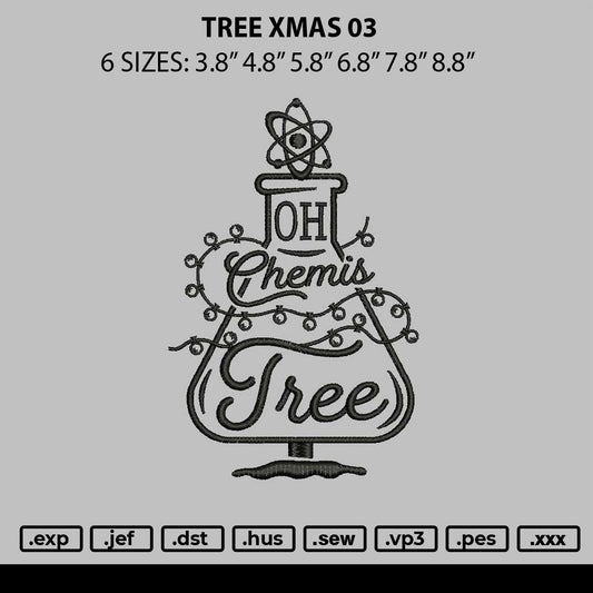 Tree Xmas 03 Embroidery File 6 sizes