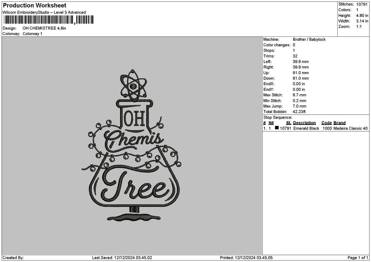 Tree Xmas 03 Embroidery File 6 sizes