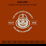 Ohio Univ Embroidery File 6 sizes