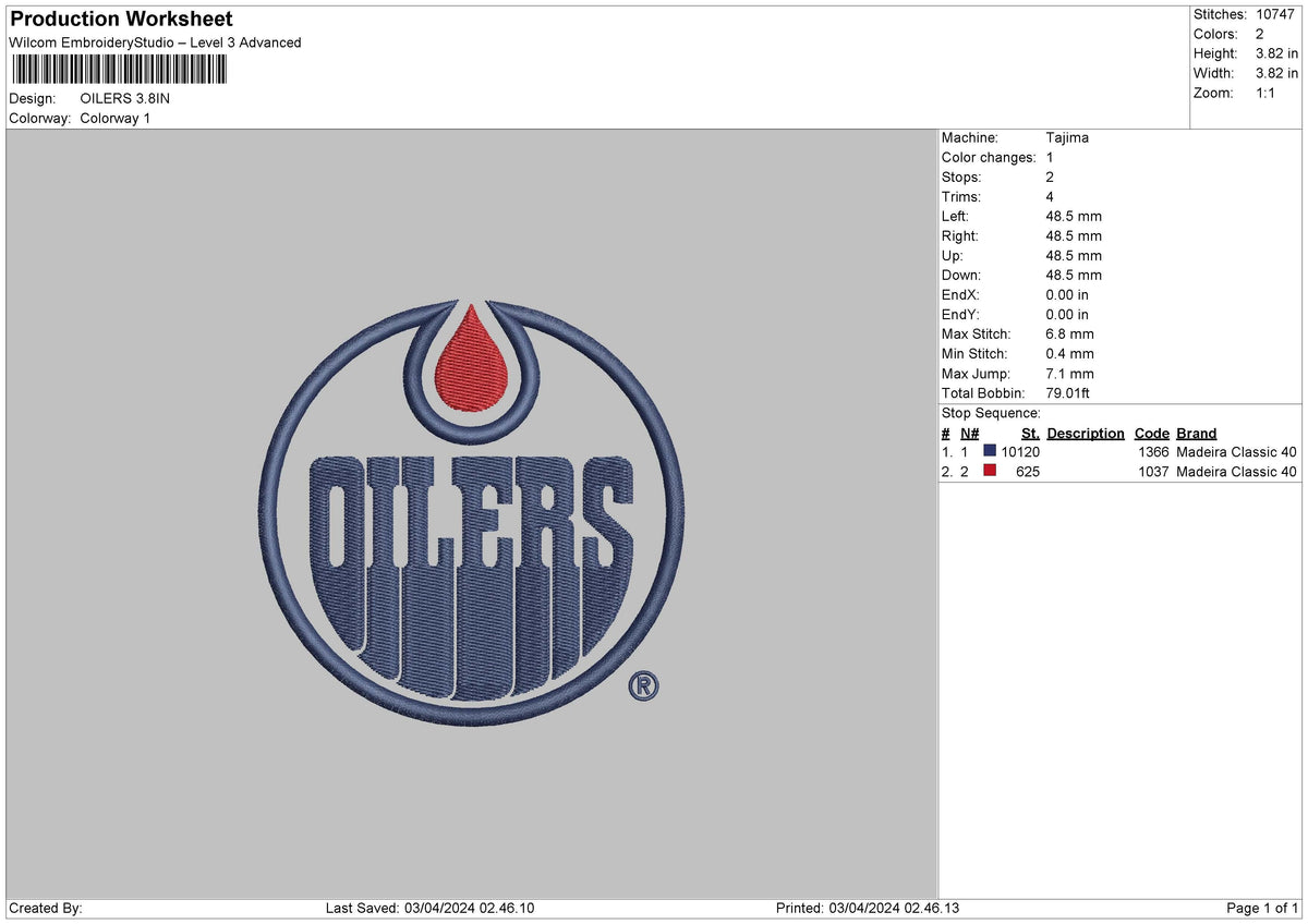 Oilerscircle Embroidery File 6 Sizes