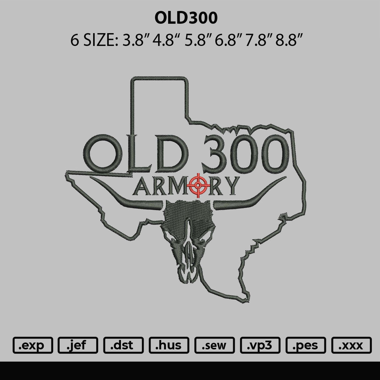 Old300 Embroidery File 6 sizes