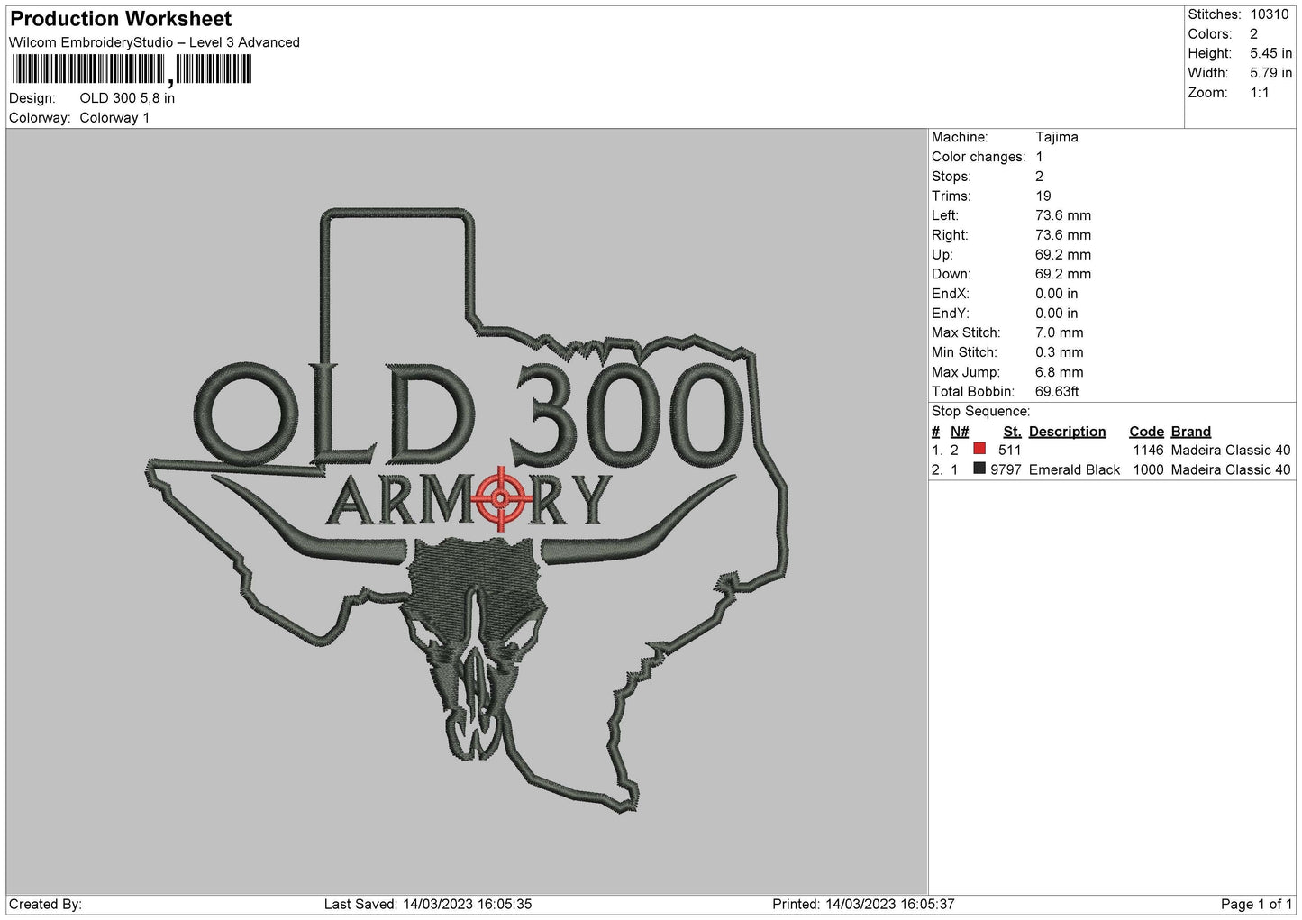 Old300 Embroidery File 6 sizes