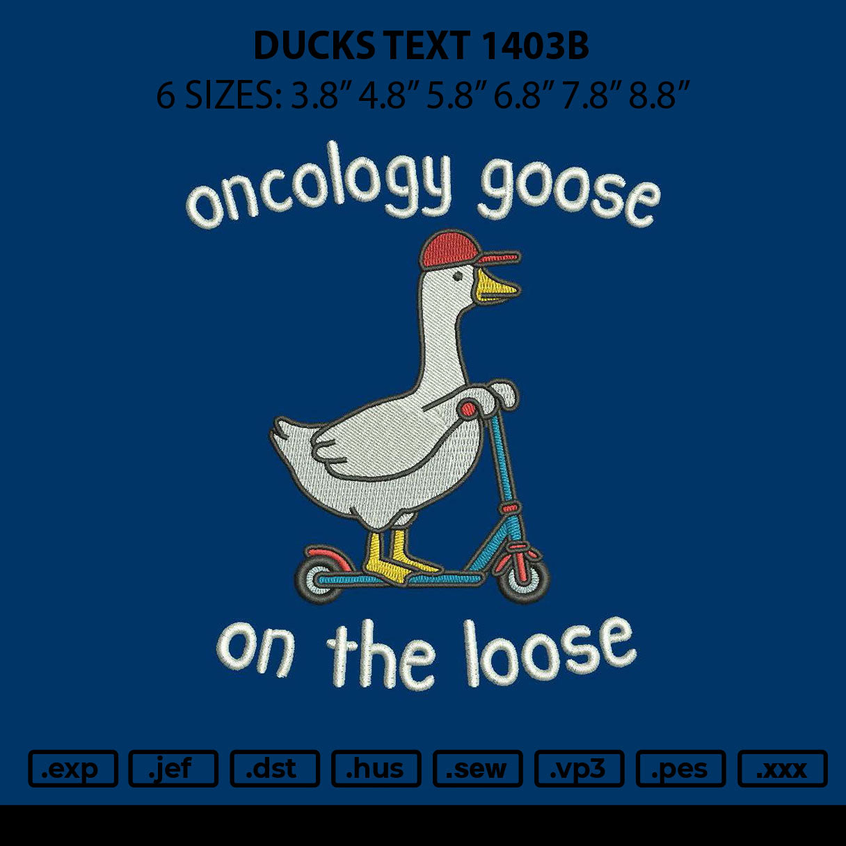 Duckstxt 1403b Embroidery File 6 sizes