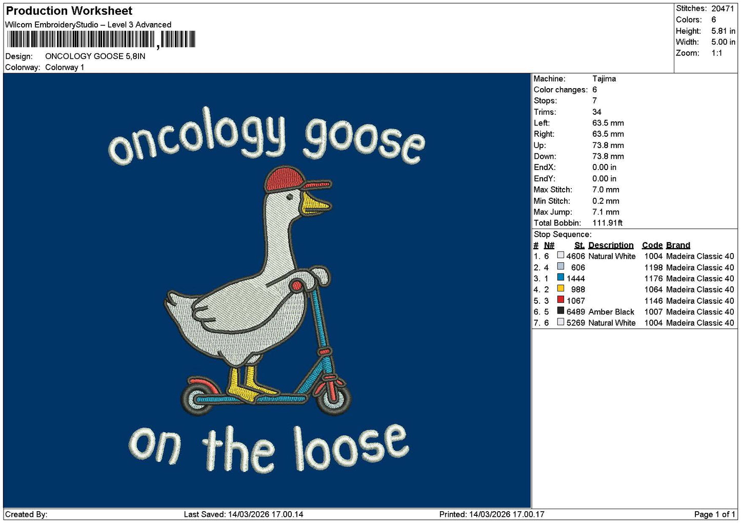 Duckstxt 1403b Embroidery File 6 sizes