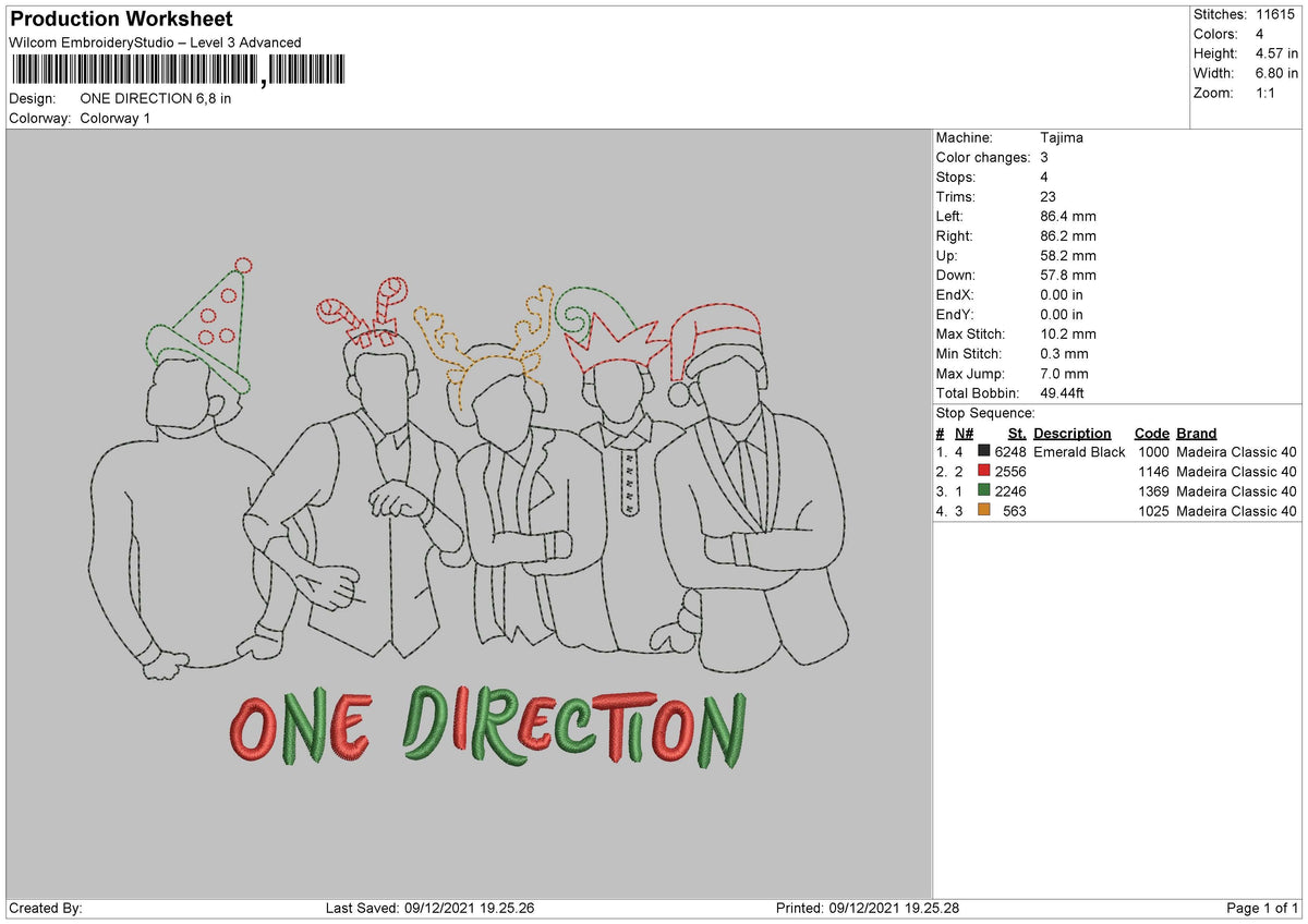 One Direction Embroidery