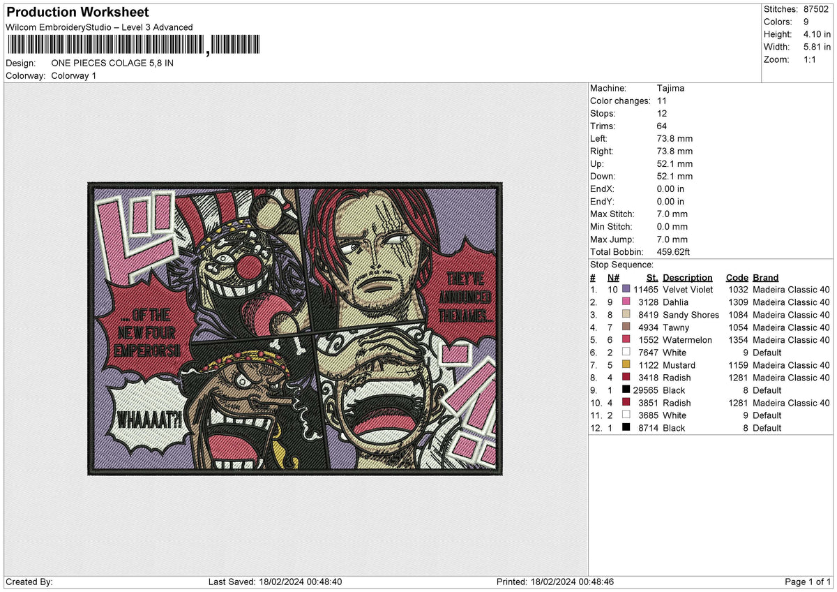 ONE PIECES COLAGE Embroidery 6 file