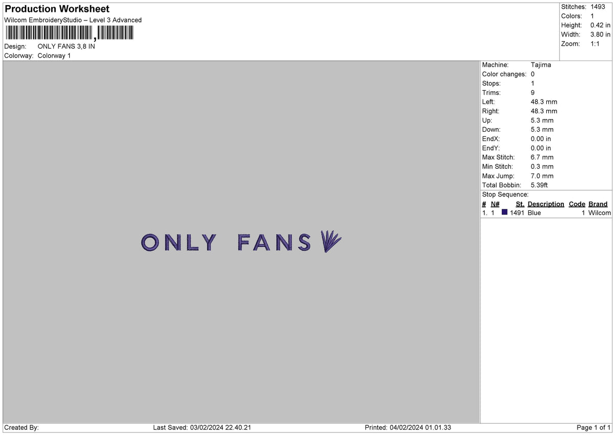 Onlytext Embroidery File 6 sizes