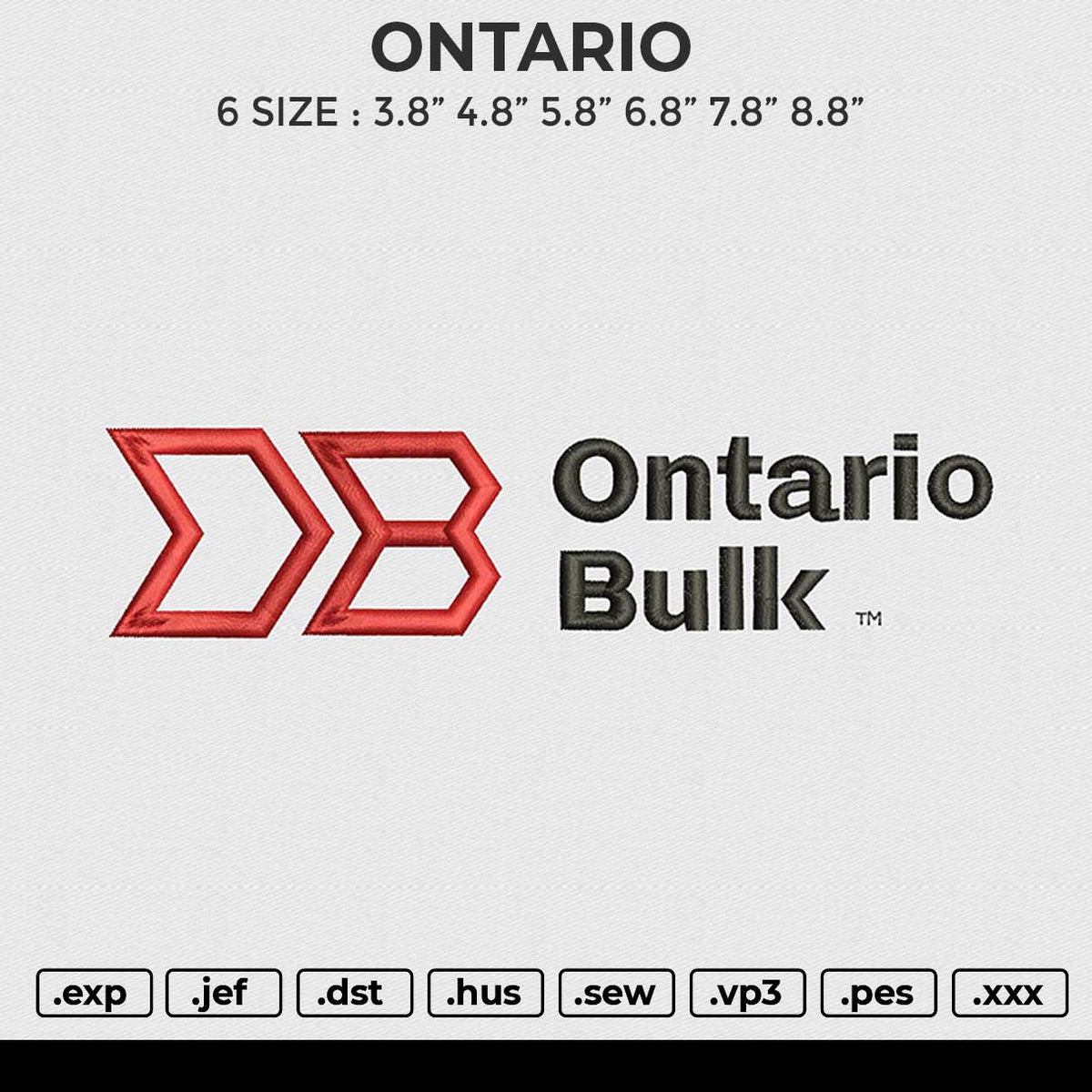 ONTARIO Embroidery File 6 size