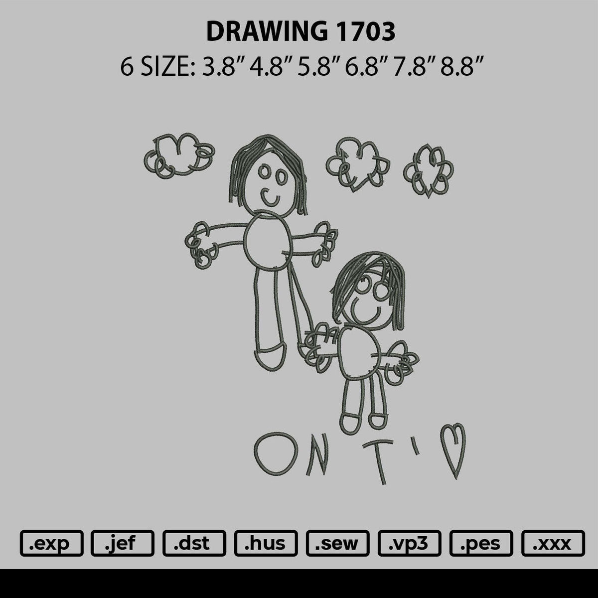 Drawing 1703 Embroidery File 6 sizes