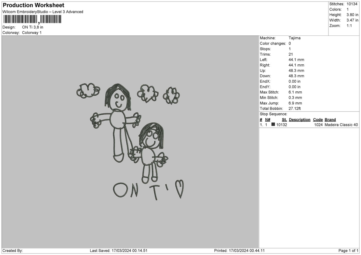 Drawing 1703 Embroidery File 6 sizes