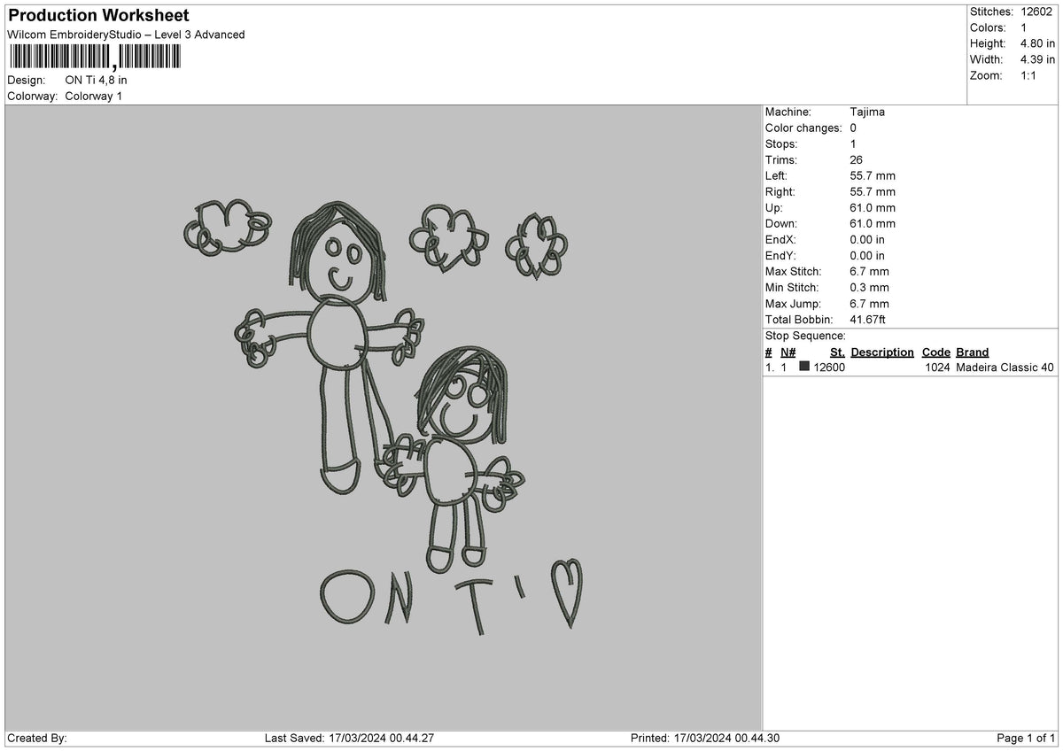 Drawing 1703 Embroidery File 6 sizes