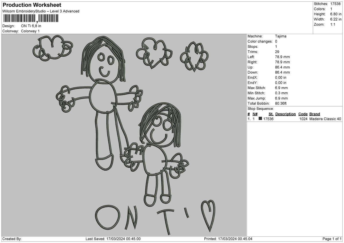 Drawing 1703 Embroidery File 6 sizes